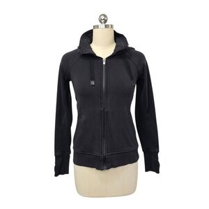 Athleta Black Full Zip Hoodie Sweatshirt Jacket XS Athletic Athleisure Casual